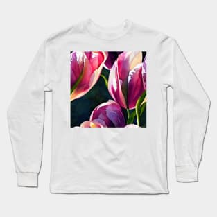 Watercolor tulip pattern Long Sleeve T-Shirt